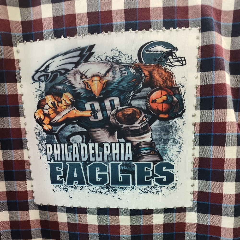 Upcycled Eagles NFL Sport Logo XL Plaid Old Navy.